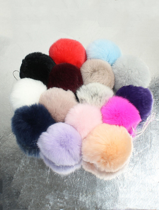 Хутряний бубон на шапку з кролика Rex Чорний Харків - фото 2