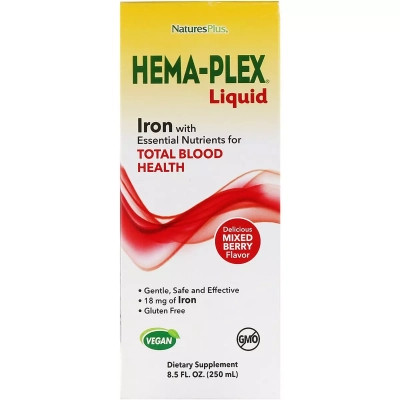 Вітамінно-мінеральний комплекс Natures Plus Рідкий комплекс Hema-Plex із залізом, Liquid iron, 250 мл. (NAP-37687) Вінниця - фото 1