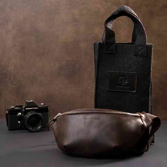 Бананка в винтажной коже GRANDE PELLE 11154 Коричневая Киев