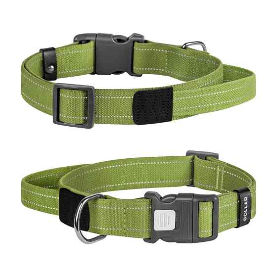 Нашийник для собак з ручкою бавовняна тасьма CoLLaR Брезент, пластиковий фастекс, L, Ш 35 мм, Д Коломыя