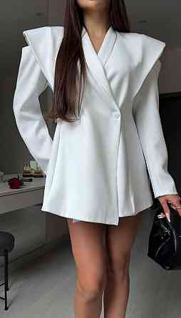 Женское вечернее романтическое пиджак-платье костюмка + подкладка Молочный, 46/48 Одесса