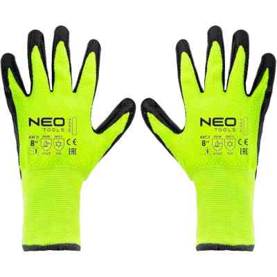 Защитные перчатки Neo Tools утепленные, латексное покрытие, полиэстер, р.8, зелено черные (97-613-8) Винница