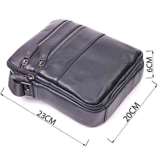 Стильная мужская сумка из натуральной зернистой кожи 21398 Vintage Черная Киев