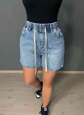 Шорты женские джинсовые Liana 4-026 с резинкой на талии и шнурком стрейчевые голубые, голубой, 30, 30, 80 см, 102 см Киев