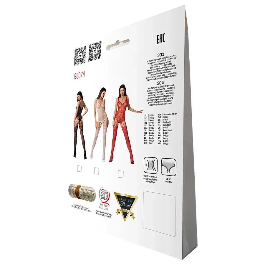 Ажурний бодістокінг з імітацією панчіх Passion BS074 red Львів - фото 6