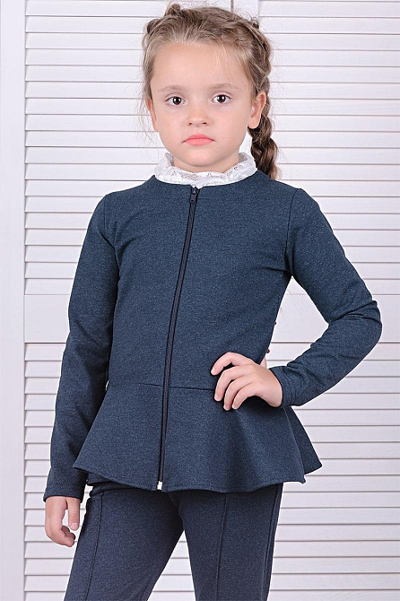 Пиджак жакет для девочки с баской, синий топ Крохатушка одяг 122 Киев - изображение 1