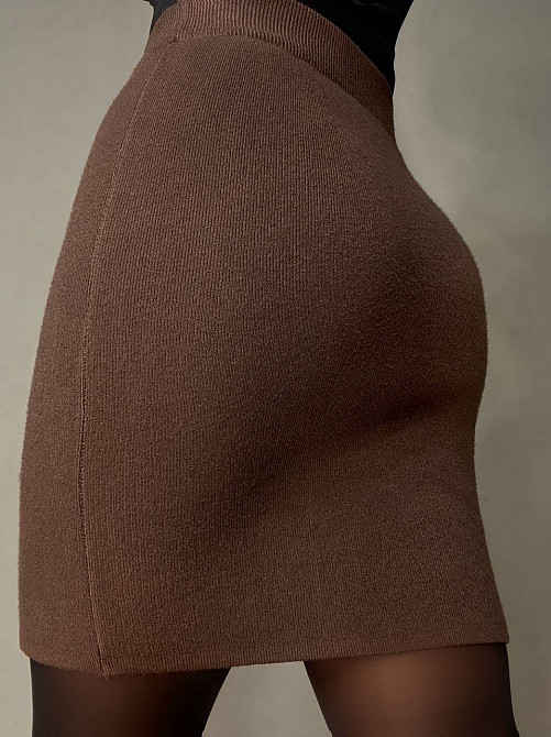 Спідниця жіноча My Fashion 6808-48 в’язана коротка з розрізом, коричневий, one size Київ - фото 4