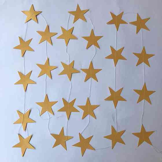 Гирлянда Звездочки на нитке матовые 4 м на 7 см золотистый Киев