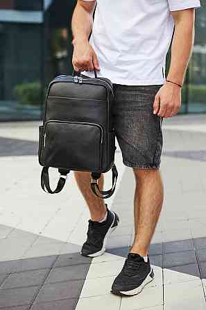 Чоловічий шкіряний рюкзак для поїздок та відпочинку 30х40х16, сумка наплічна Tiding Bag 59331, чорна Київ