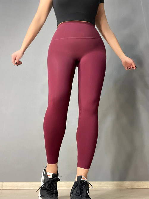 Лосины женские You are peri 24051 пояс с золотой надписью дайвинг утяжка пуш-ап тонкие бордовые, бордовый, XL Киев - изображение 1