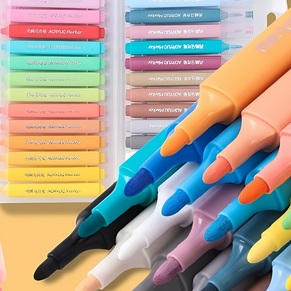 Набір маркерів 36 шт акрилові для малювання і творчості, Маркери для паперу, тканини, кераміки в пластиковому кейсі Кам'янець-Подільський - фото 6