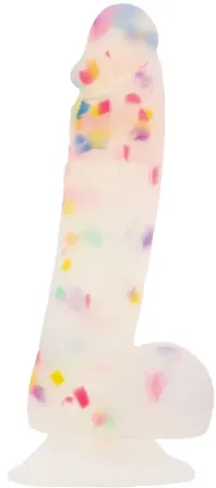 Фалоімітатор з конфетті ADDICTION - PARTY MARTY 7.5″ - FROST & CONFETTI, 19 см, силікон Львів