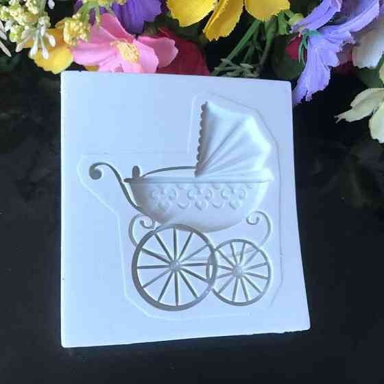 Молд силиконовый Коляска детская 48 на 42 мм серый Киев