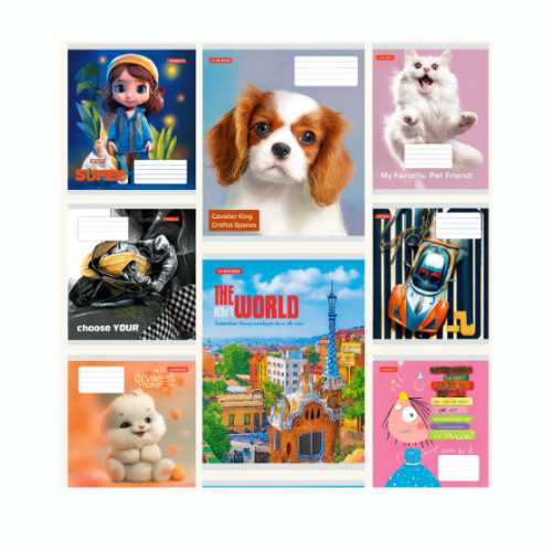 Зошит на 12 аркушів у клітинку з глітерним покриттям МІКС-1-2 (25 шт) Київ