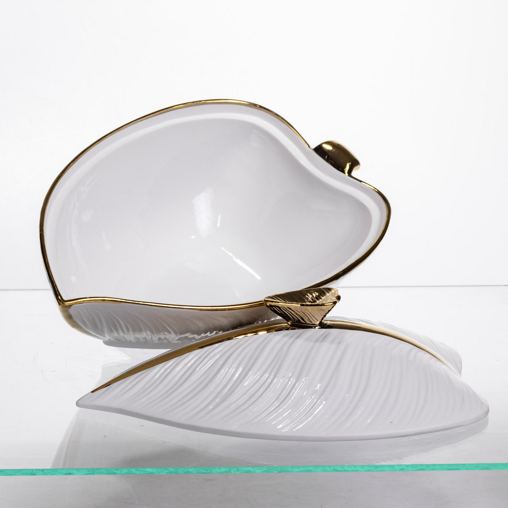 Yiwu Супниця 800 (мл) каструля 26×18×14 (см) з кришкою Білий з золотом Коломыя - изображение 4