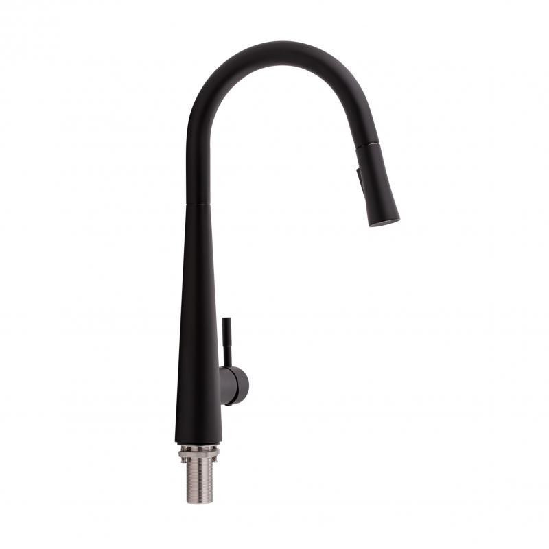 Смеситель для кухни Qtap Evicka с выдвижным изливом, нержавейка QTEVI9135103UB Black Matt Харьков - изображение 1
