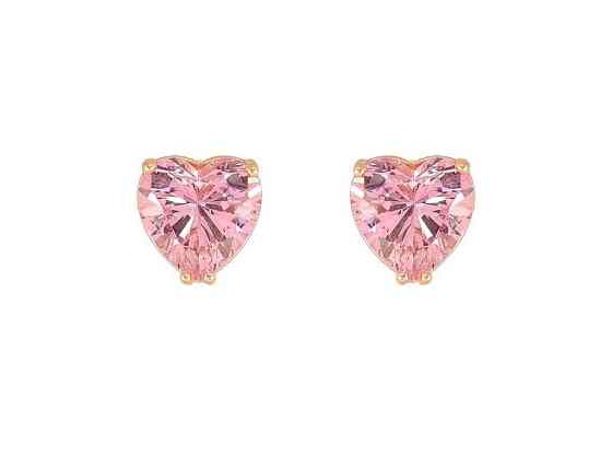 Серьги пусеты ML 18K Розовые кристалльные сердца 10х10мм 303601 ТМ XUPING Киев