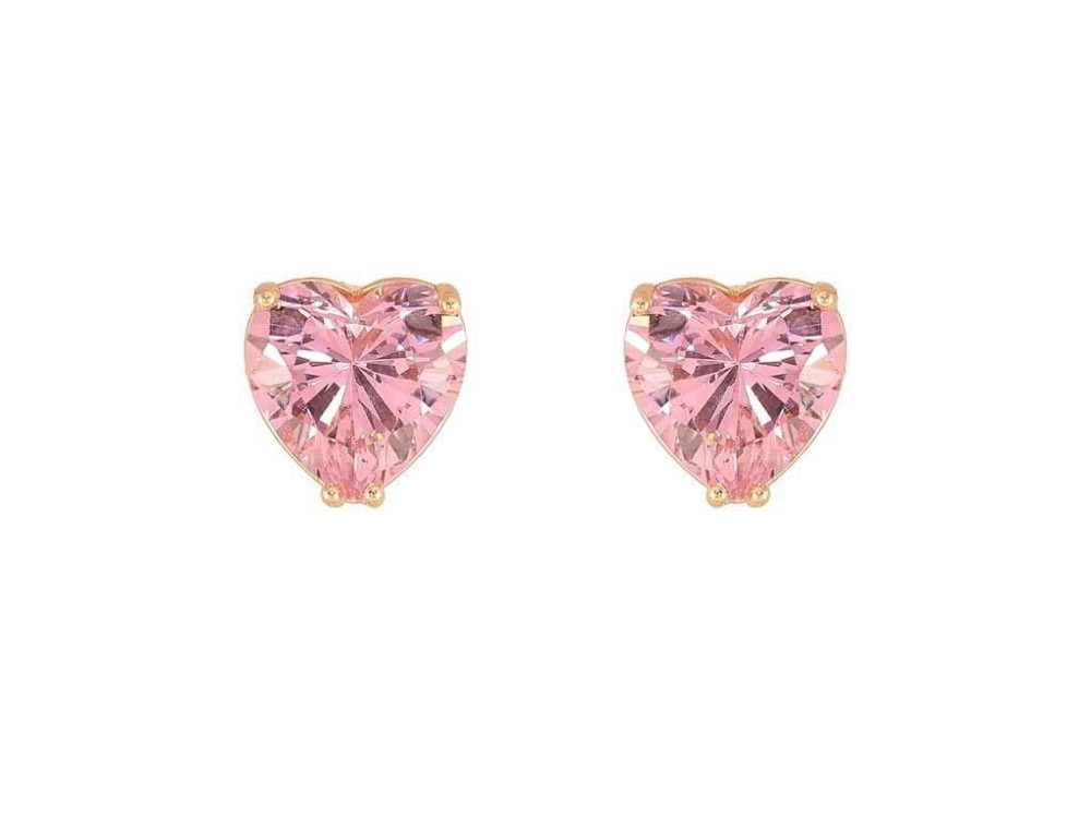 Серьги пусеты ML 18K Розовые кристалльные сердца 10х10мм 303601 ТМ XUPING Киев - изображение 1
