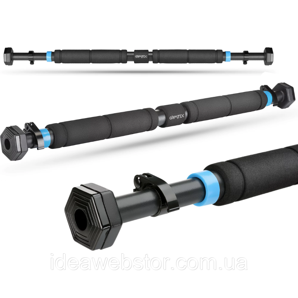 Турнік розсувний GYMTEK 65-100 см для дому дверний у розпір без свердління сталевий з м'якими EVA ручками навантаження до 150 кг Київ - фото 14