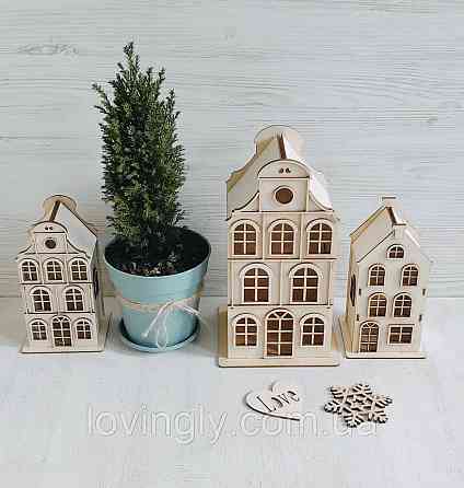 Будиночок - нічник з дерева 33 см для декору дитячої кімнати. Ірпінь