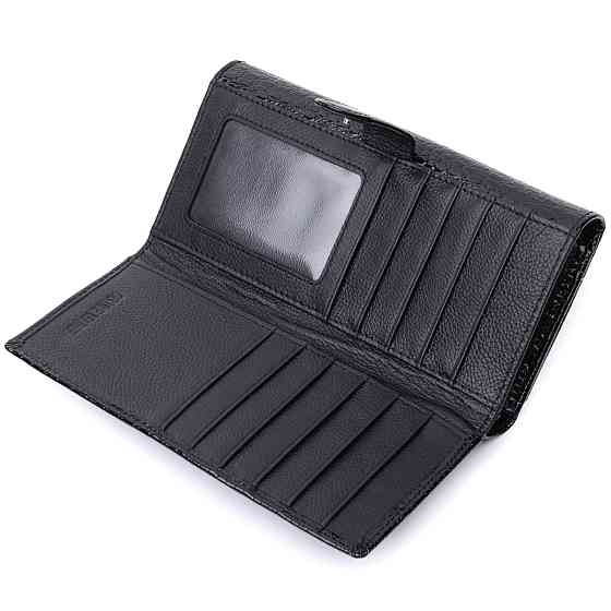 Лакированный кожаный кошелек с блоком для кредитных карт ST Leather 22683 Черный Киев