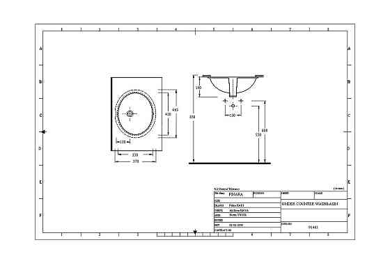 Врізна раковина під стільницю EGE Vitrifiye Pinara 465x190x370мм (91461) Білий Київ
