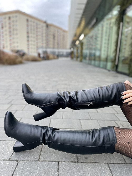 Nivelle Ботфорти жіночі чорні, натуральна шкіра, зимові, наповнювач євро-вовна, на підборах р. Коломия - фото 4