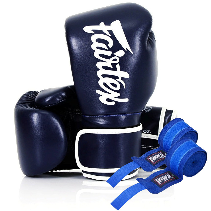 Боксерські рукавиці Fairtex BGV14 Blue 14 унцій (бинти в комплекті) Кам'янське - фото 1