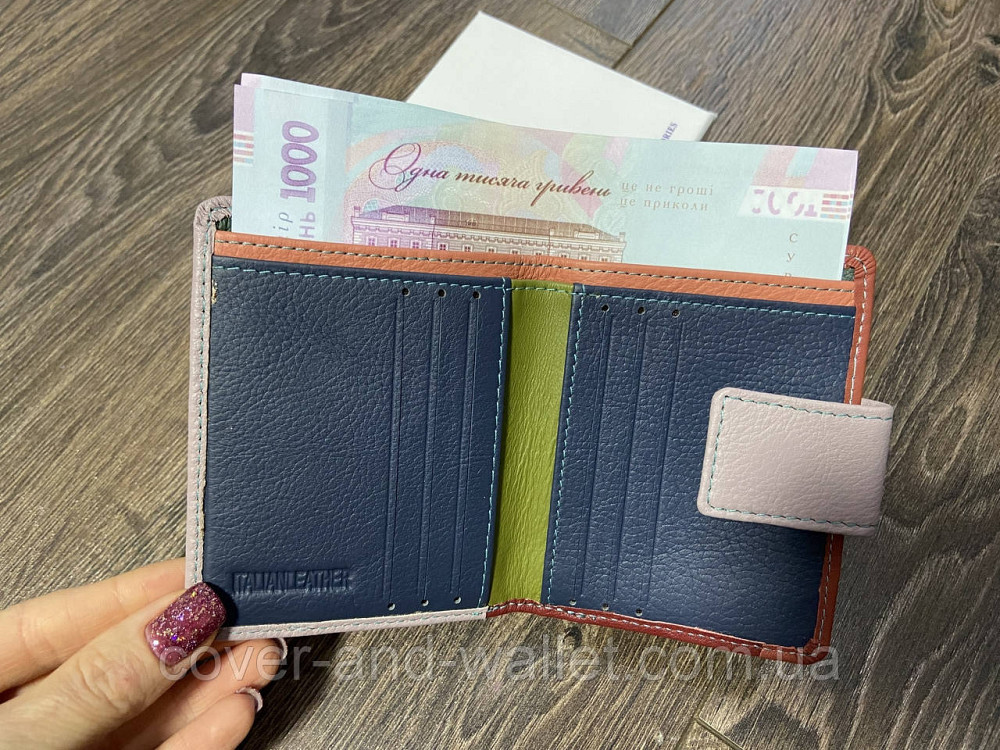 Маленький жіночий шкіряний гаманець світло-рожевого кольору на магнітній фіксації ST 259 Київ - фото 9