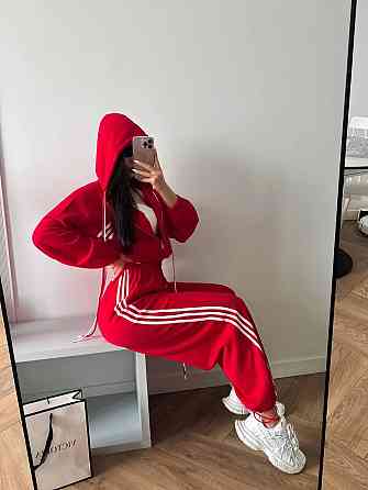 Жіночий стильний повсякденний костюм двойка двонитка Червоний, L-XL Одеса