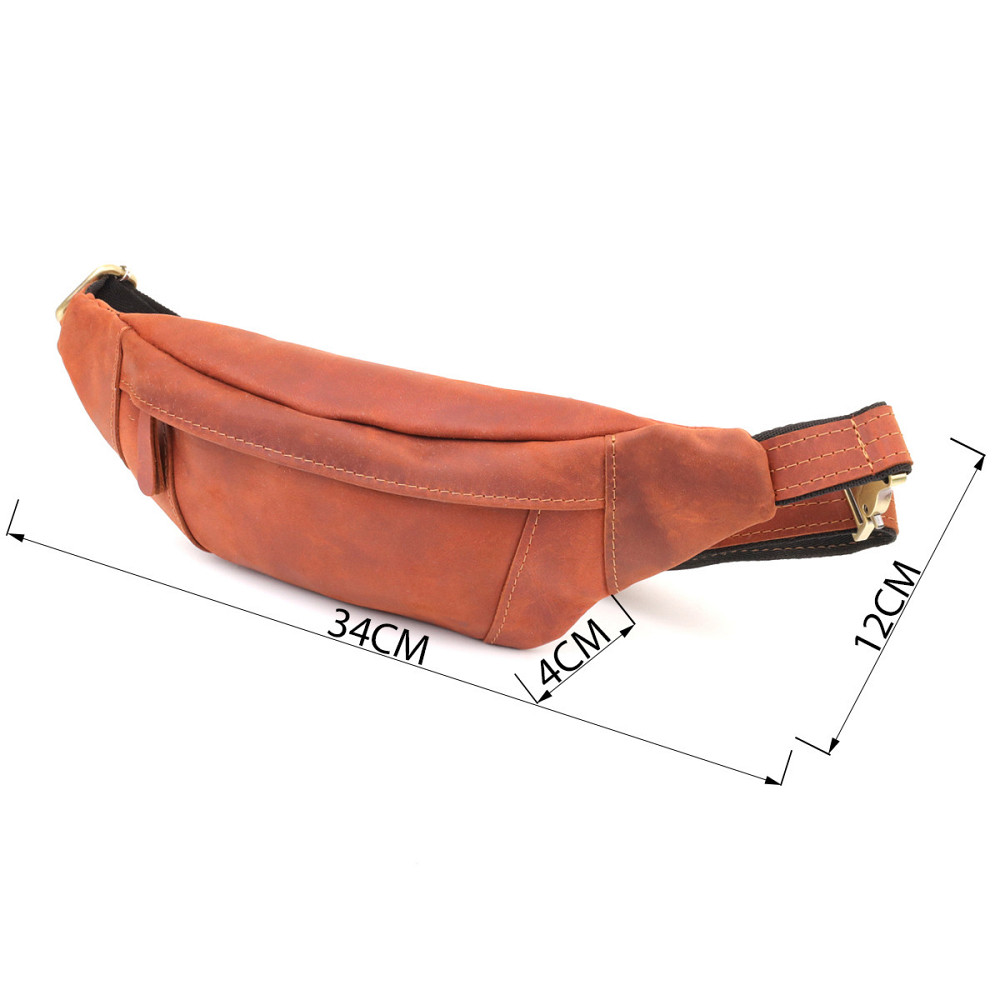 Практичная сумка-бананка для мужчин из натуральной винтажной кожи Shvigel 23122 Рыжий Киев - изображение 3