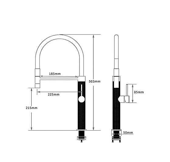 VAS1 гнучкий змішувач з тримачем VALESO (чорний гусак, матовий чорний корпус) Коломыя