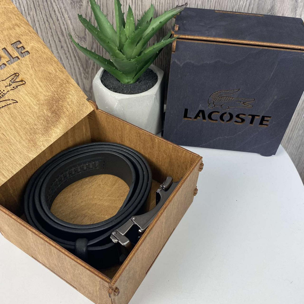 Чоловічий шкіряний ремінь автомат стиль Лакоста крокодила, пояс Lacoste натуральна шкіра Харків - фото 6