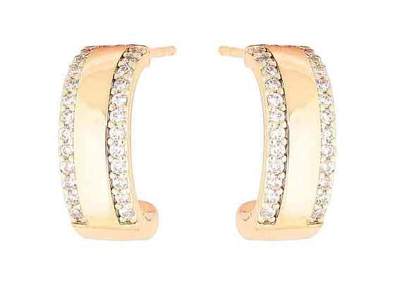 Сережки пусети позолота 18K «Дуги з доріжками кристалів» 288573 ТМ XUPING Київ