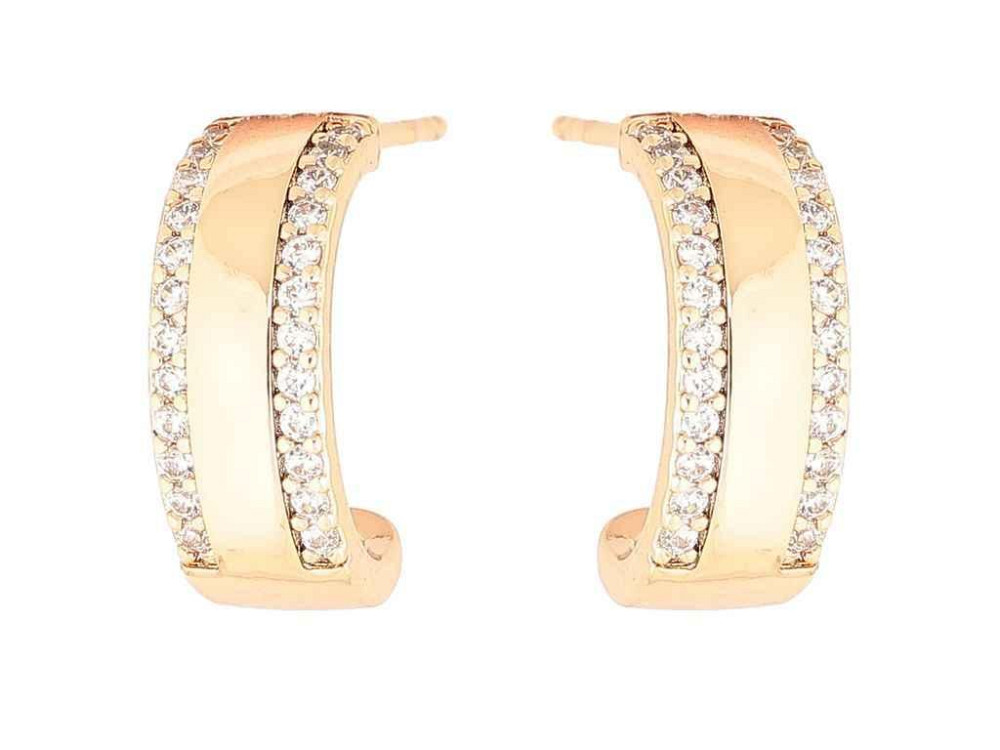Сережки пусети позолота 18K «Дуги з доріжками кристалів» 288573 ТМ XUPING Київ - фото 1