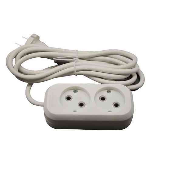 Удлинитель без заземления 2 гнезда, 2 м, белый Днепр