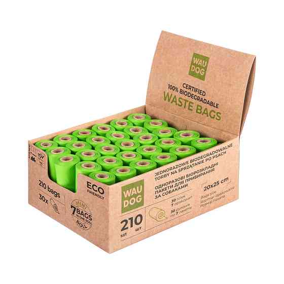Биоразлагаемые пакеты WAUDOG для уборки за животными, МИНИ, 20х25 см, уп. 30 рул (210 шт) Киев