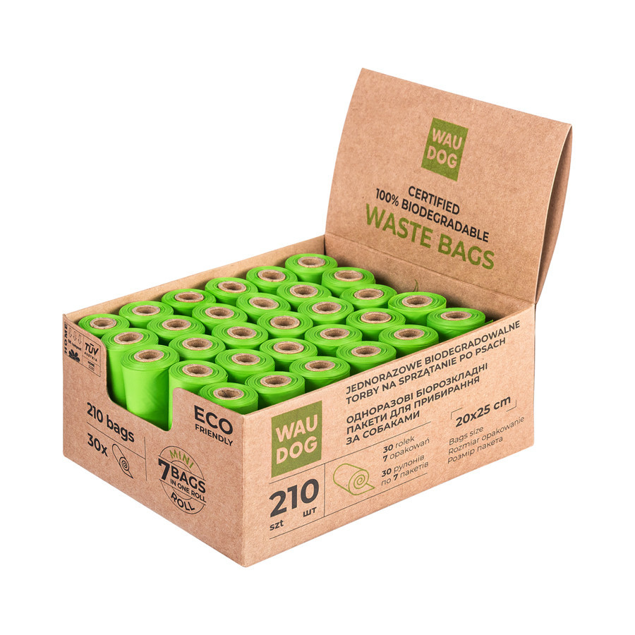 Биоразлагаемые пакеты WAUDOG для уборки за животными, МИНИ, 20х25 см, уп. 30 рул (210 шт) Киев - изображение 2