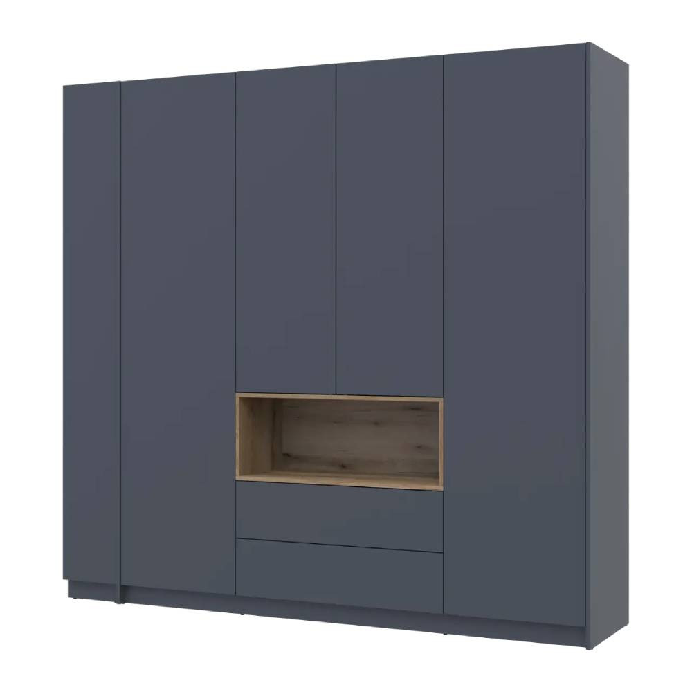 Шафа для одягу з нішою та етажеркою Doros Дейл Графіт/Дуб Евок 4 ДСП 234х52х220 DRS-011727 (44900339) Дніпро - фото 1