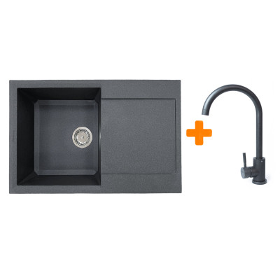 Мойка кухонная Adamant Horizon графіт + змішувач (182496911513) Винница - изображение 1