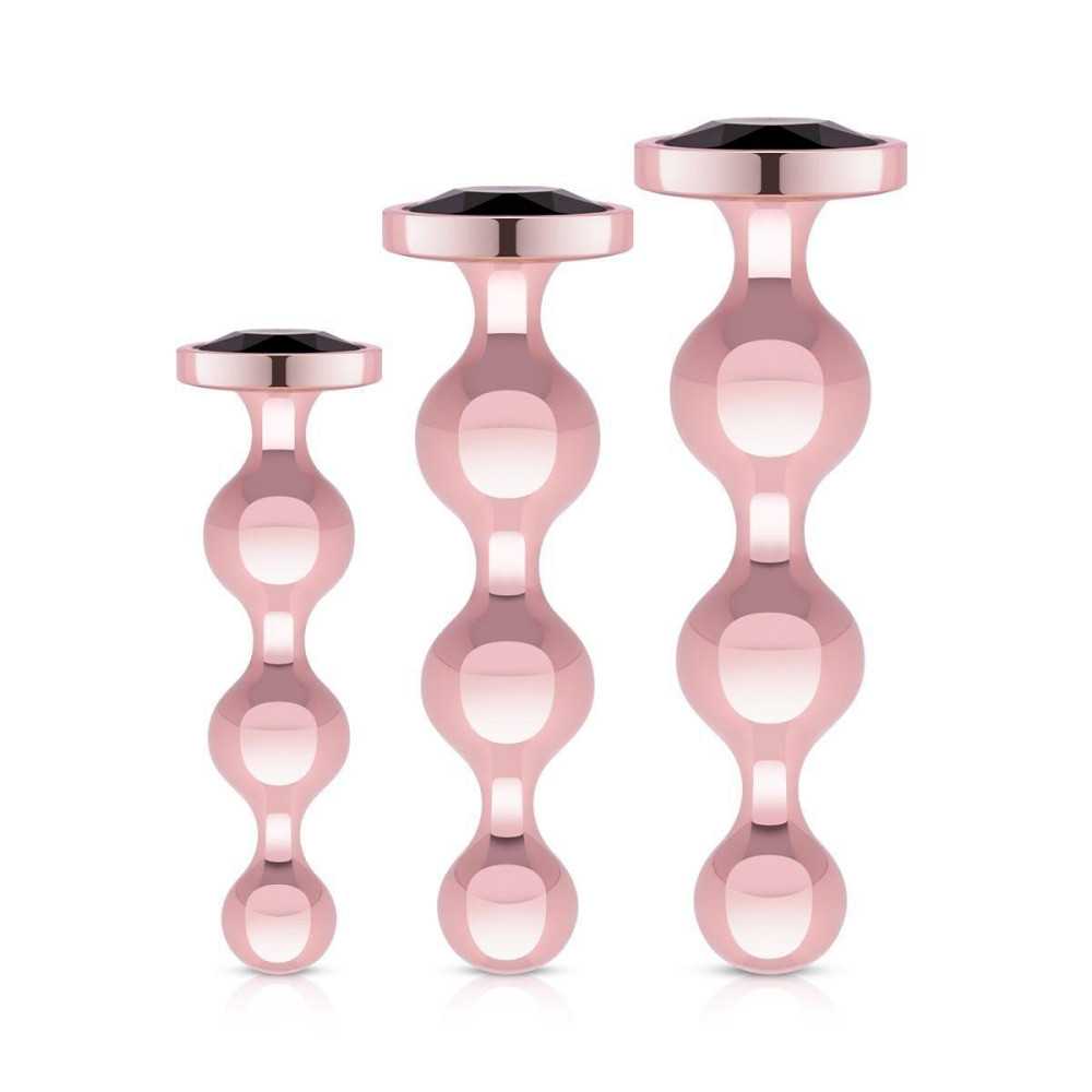 Набор анальных игрушек Rosy Gold - Metal Butt Plug Set 3 Pieces Sex Aura Киев - изображение 1