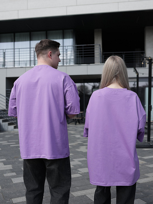 Парные футболки оверсайз(oversize) для мужа и жены, для влюбленных пар SANE фуксия M Одесса - изображение 8