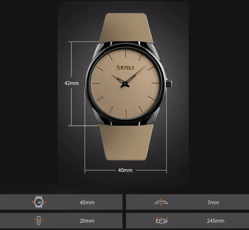Наручний класичний годинник Skmei 1601S коричневий Вінниця - фото 5
