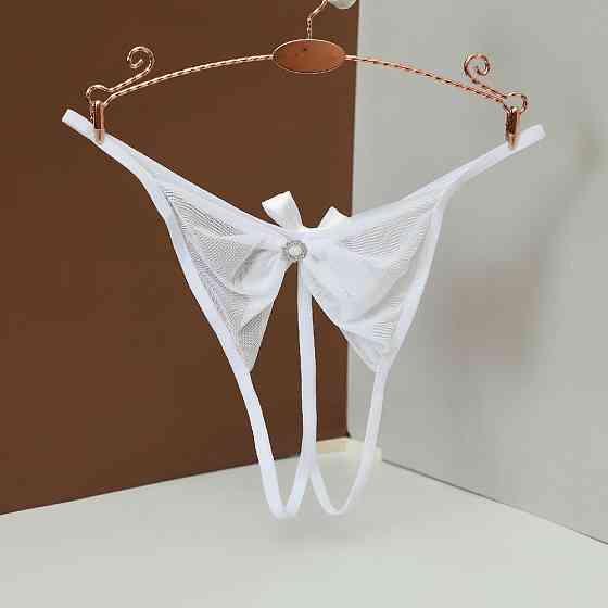 Трусики з розрізом у формі бантика one size білий Київ