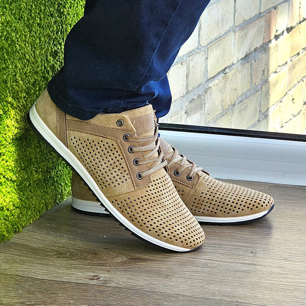 Чоловічі мокасини Літні Бежеві Кросівки Сіточка Коричневі Світлі (розміри: 40,41,42,43,44,45) - 201-4 Дніпро - фото 2