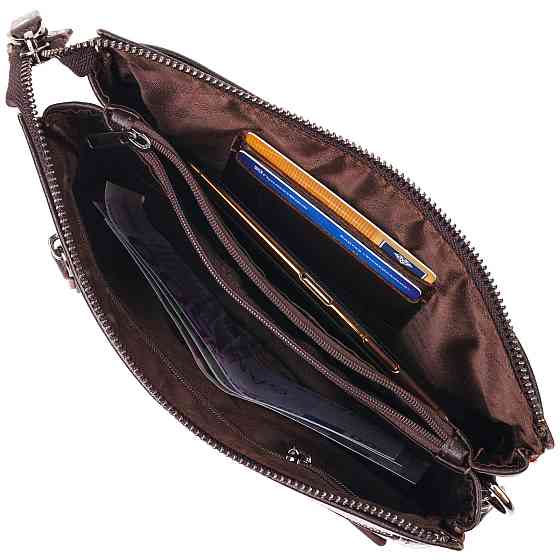 Красивый клатч для мужчин из натуральной зернистой кожи Коричневый (CANPELLINI) Киев