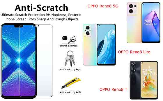Захисне скло NeoGlass для OPPO Reno8 5G, Reno8 Lite, Reno8 T – надпрозоре та стійке Київ