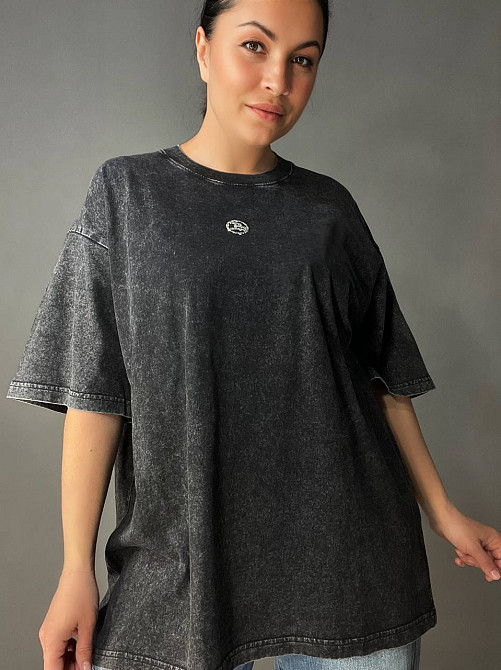 Футболка женская A-N 26089 тай-дай оверсайз с камнями буква B, черный, one size Киев - изображение 17