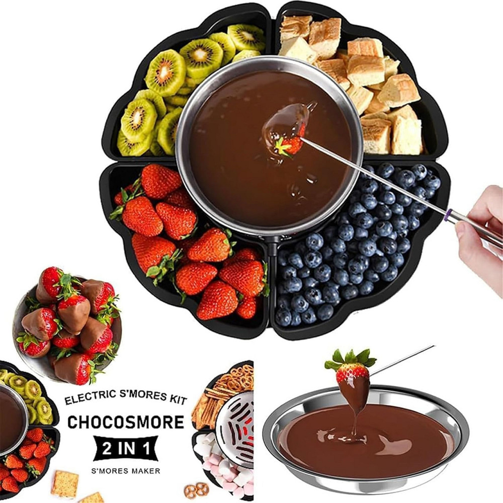 Набор для фондю 2в1 фондюшница электрическая для подогрева шоколада и жарки зефира, для десертов шоколадница с аксессуарами Каменец-Подольский - изображение 5