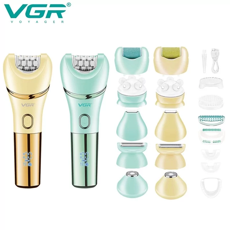 Епілятор жіночий VGR V-756 (7 насадок) вологозахист Золотистий Вінниця - фото 2